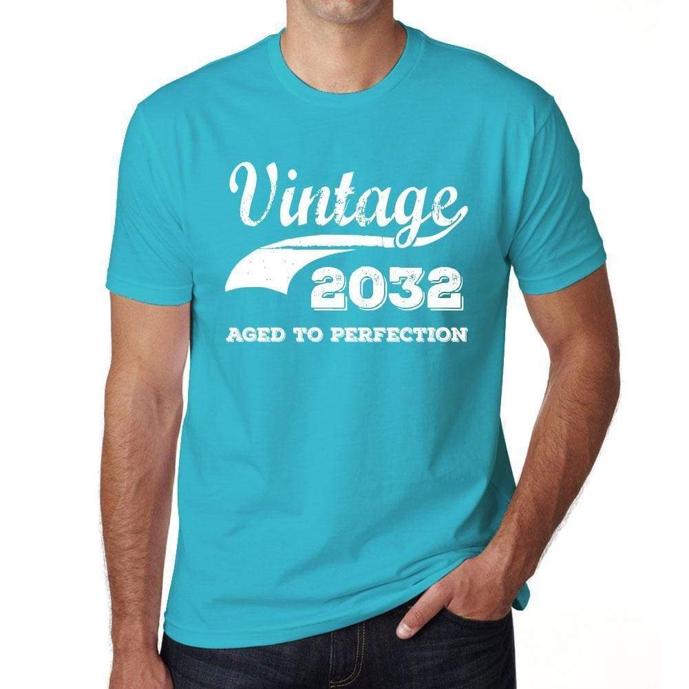 2032 Vintage Aged To Perfection Blue Mens Short Sleeve Round Neck T-Shirt 00291 - Blue / S - Casual