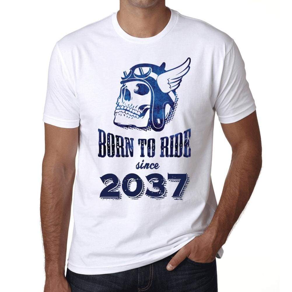 2037, Born to Ride Since 2037 Men's T-shirt White Birthday Gift 00494 - Ultrabasic
