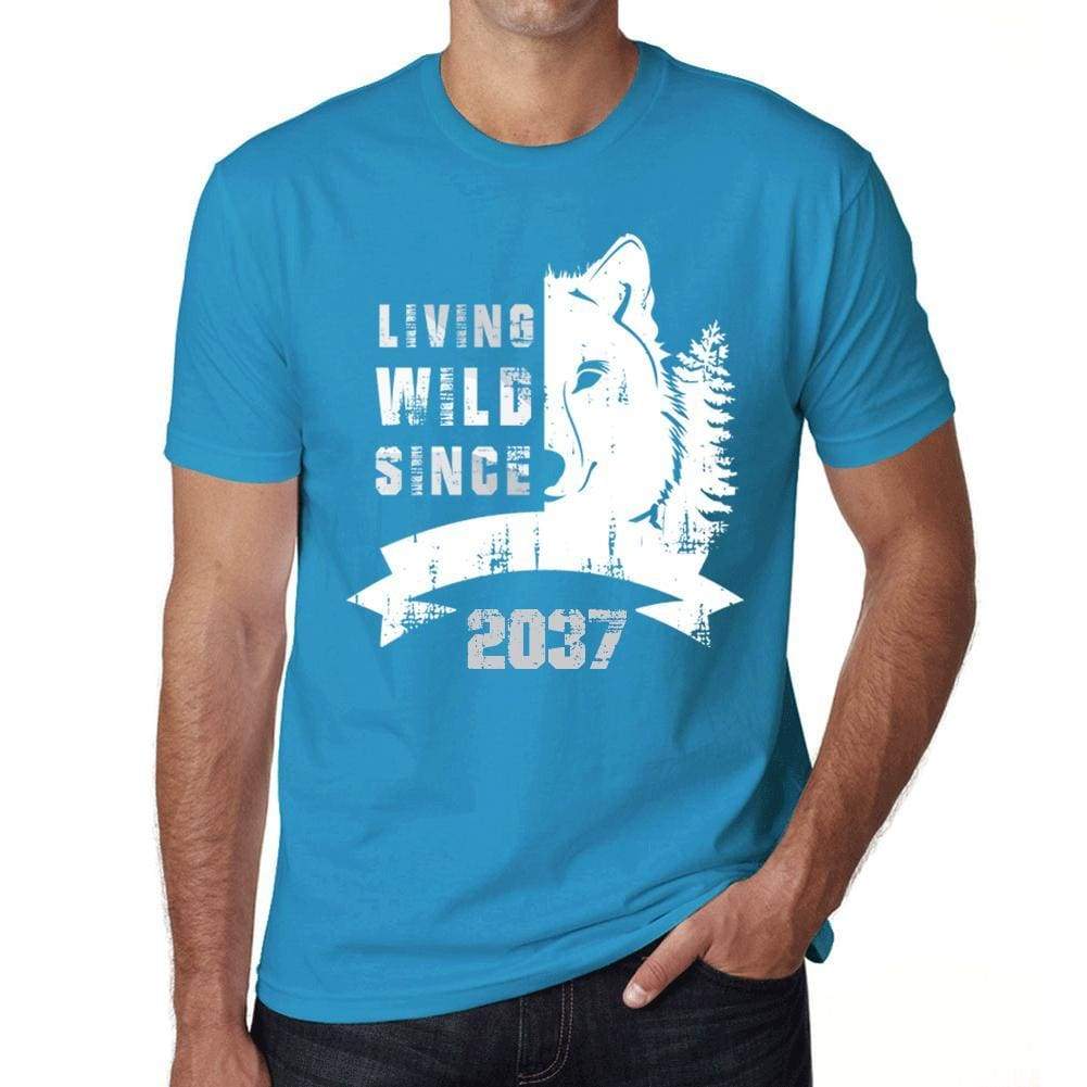 2037 Living Wild Since 2037 Mens T-Shirt Blue Birthday Gift 00499 - Blue / X-Small - Casual