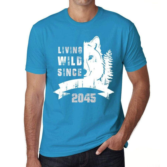 2045 Living Wild Since 2045 Mens T-Shirt Blue Birthday Gift 00499 - Blue / X-Small - Casual