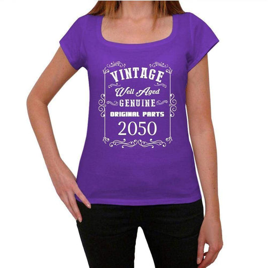 2050 Well Aged Purple Womens Short Sleeve Round Neck T-Shirt 00110 - Purple / Xs - Casual