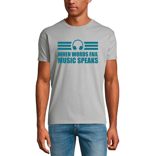 ULTRABASIC Men's T-Shirt When Words Fail Music Speaks - Headphones Shirt for Musician