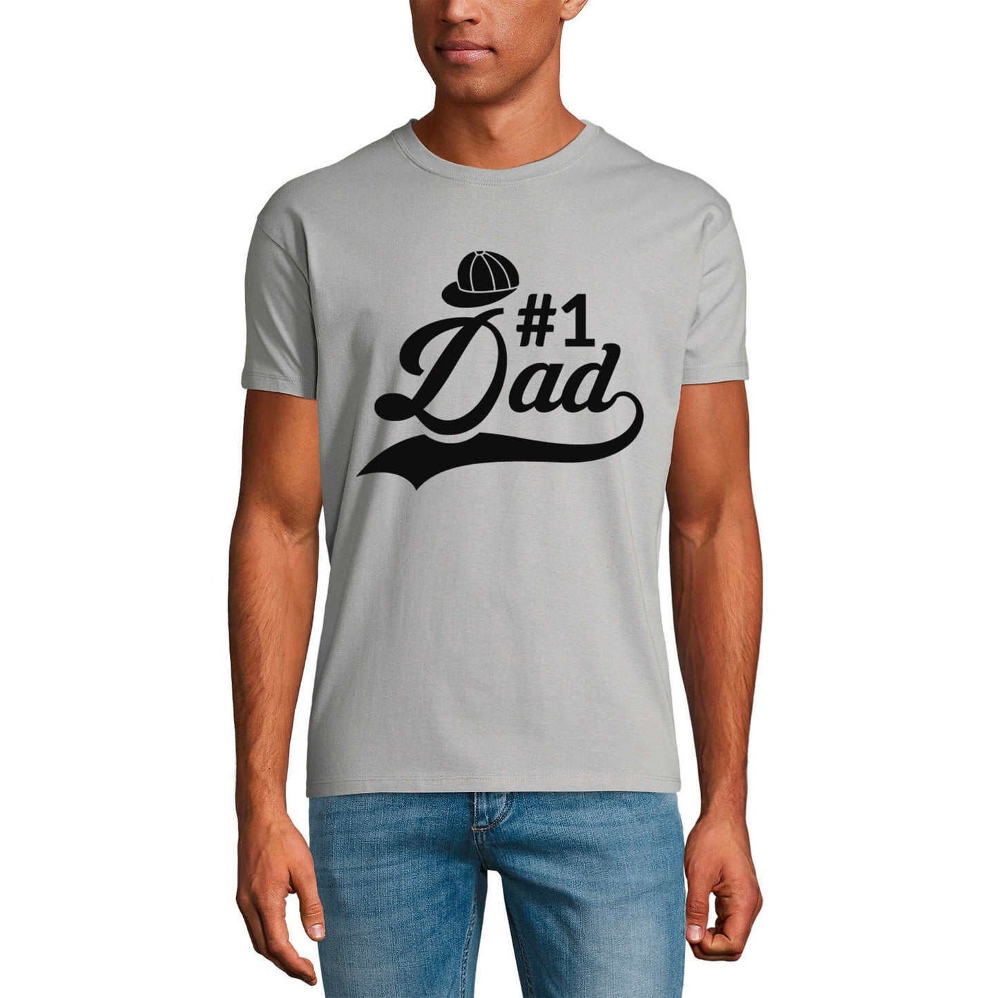 ULTRABASIC Men's Graphic T-Shirt Hashtag 1 Dad - Funny Daddy Sport Shirt - Father's Day