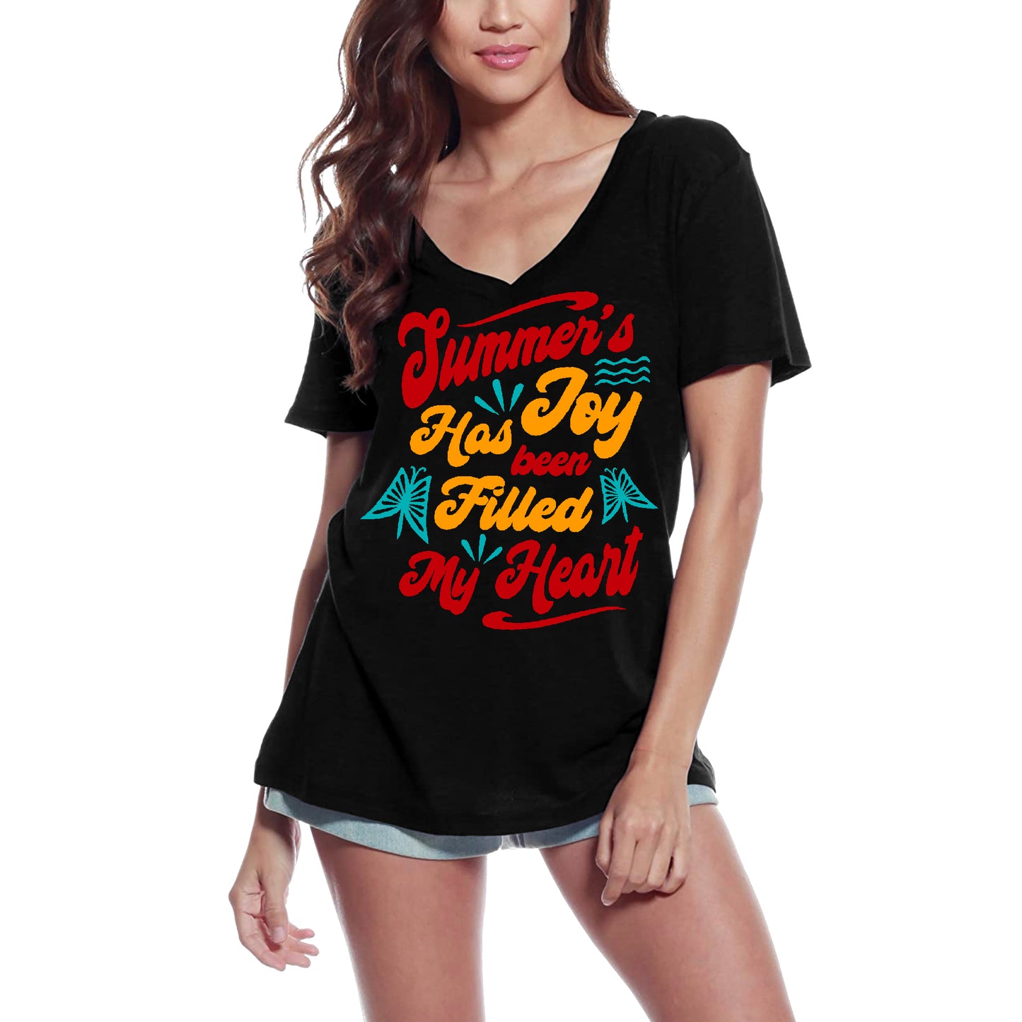 ULTRABASIC Women's Graphic T-Shirt Quote Summer's Joy Has Been Filled My Heart