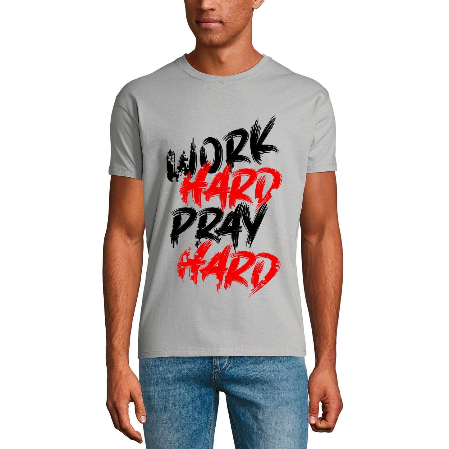 ULTRABASIC Graphic Men's T-Shirt Work Hard Pray Hard - Religious Message