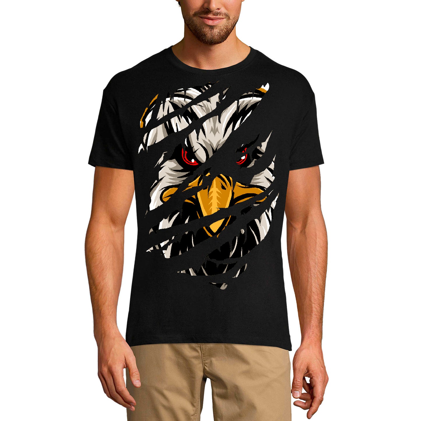 ULTRABASIC Men's Torn T-Shirt Angry Eagle - Graphic Apparel - Vintage Shirt