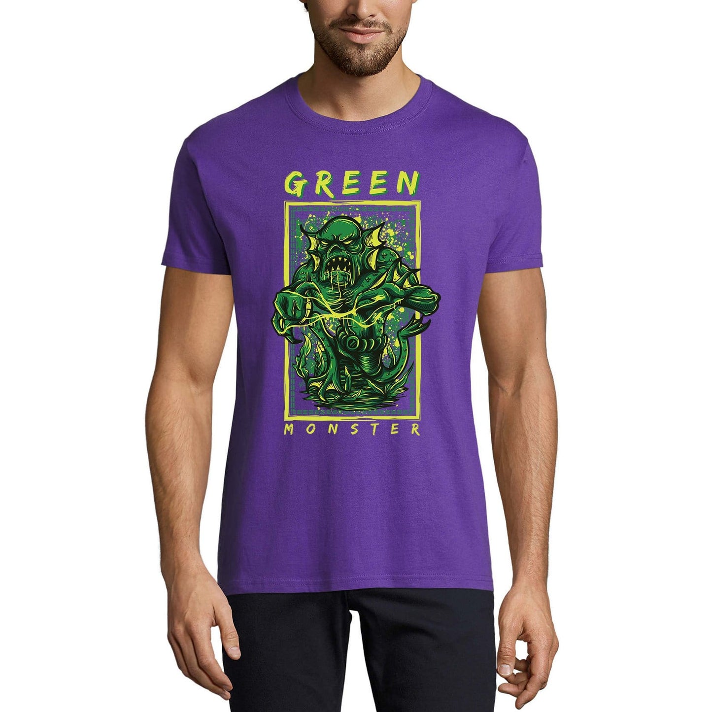 ULTRABASIC Men's Novelty T-Shirt Green Monster - Scary Short Sleeve Tee Shirt