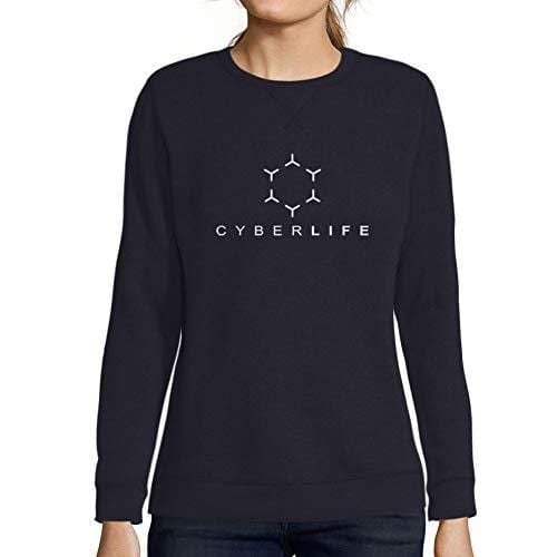 Ultrabasic - Femme Graphique Cyberlife Sweatshirt Action de Grâces Xmas Cadeau Idées Tee Gris Chiné French Marine