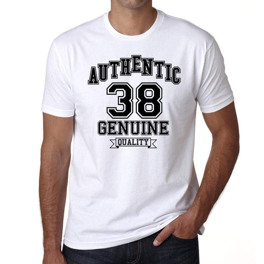 38 Authentic Genuine White Mens Short Sleeve Round Neck T-Shirt 00121 - White / S - Casual
