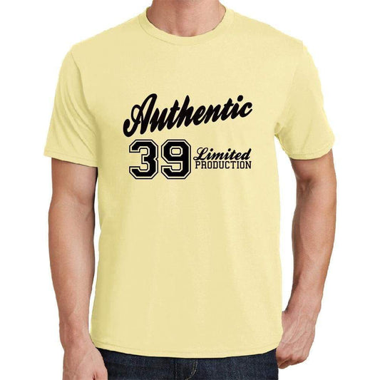 39 Authentic Yellow Mens Short Sleeve Round Neck T-Shirt - Yellow / S - Casual