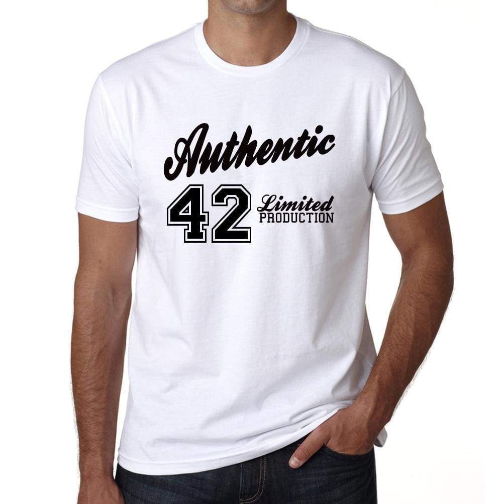 41 Authentic White Mens Short Sleeve Round Neck T-Shirt 00123 - White / S - Casual