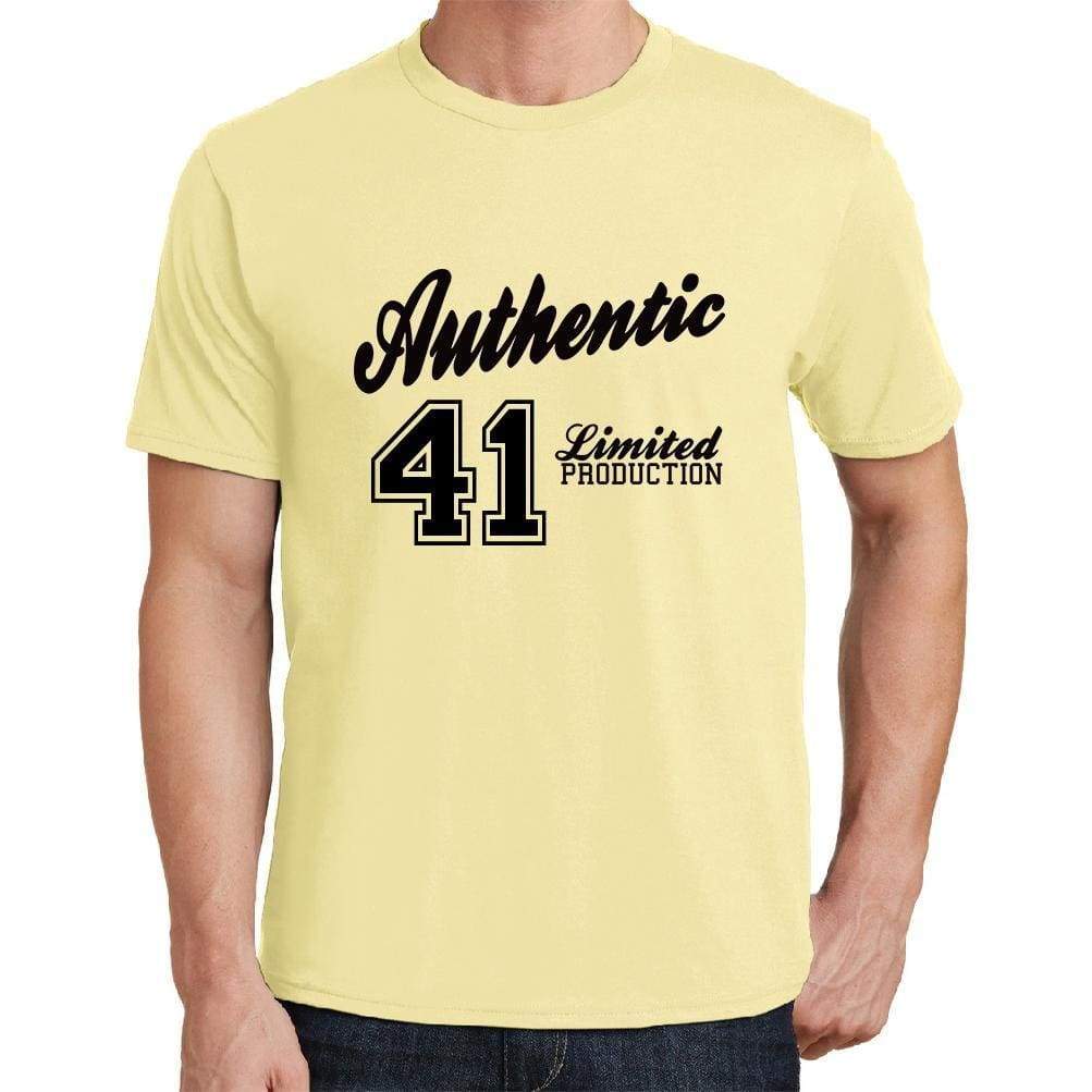 41 Authentic Yellow Mens Short Sleeve Round Neck T-Shirt - Yellow / S - Casual