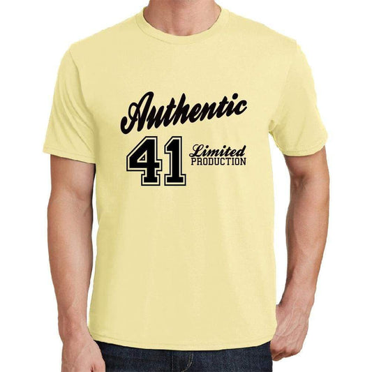 41 Authentic Yellow Mens Short Sleeve Round Neck T-Shirt - Yellow / S - Casual