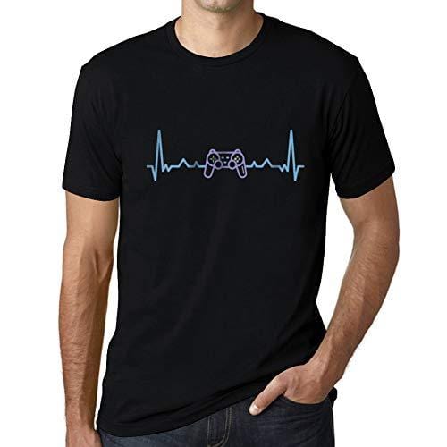 Ultrabasic - Homme T-Shirt Gaming Geek Battement de Coeur T-Shirt Cadeau Imprimé Tée-Shirt Noir Profond