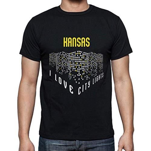 Ultrabasic - Homme T-Shirt Graphique J'aime Kansas Lumières Noir Profond