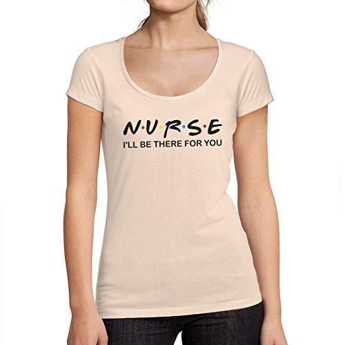 Ultrabasic - Tee-Shirt Femme col Rond Décolleté Nurse Letter Casual Fashion Relaxed Rose Crémeux