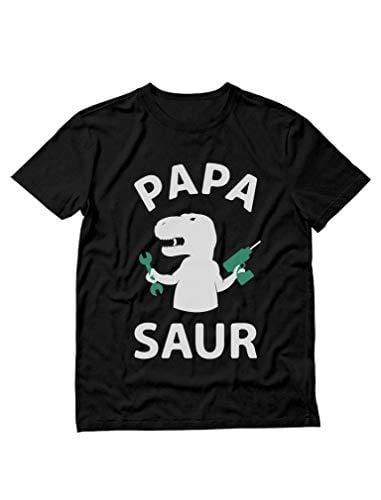 Men's T-Shit Grandpa Dad Fathers Day T-Shirt Papa Saur TREX Dad Black