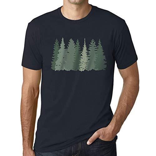 Ultrabasic - Homme T-Shirt Graphique Arbres Forestiers Marine