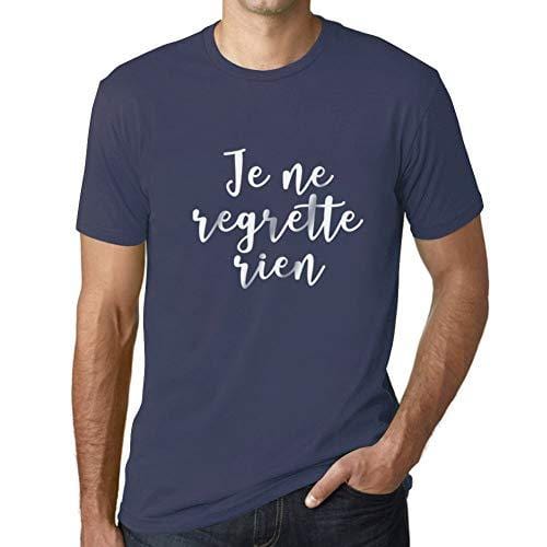 Ultrabasic - Homme T-Shirt Graphique Je Ne Regrette Rien Denim