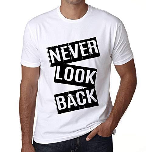 Ultrabasic - Homme T-Shirt Graphique Never Look Back T-Shirt Cadeau Lettre d'impression Blanc