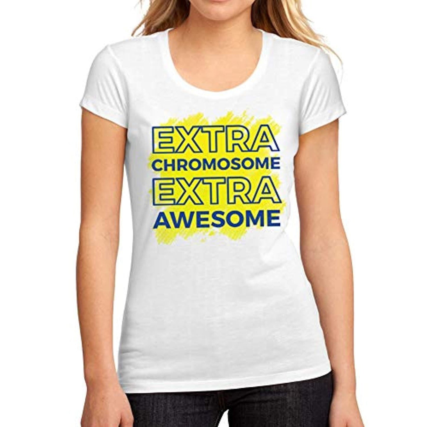 Women's Graphic T-Shirt Down Syndrome Extra Chromosome Extra Awesome White