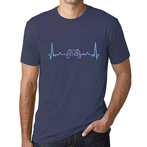 Ultrabasic - Homme T-Shirt Gaming Geek Battement de Coeur T-Shirt Cadeau Imprimé Tée-Shirt Denim