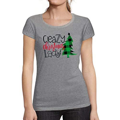 Ultrabasic - Femme Graphique Crazy Christams Lady T-Shirt Noël Xmas Cadeau Idées Tee Gris Chiné