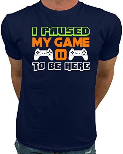 Men's T-shirt I Paused My Game to Be Here Video Game Tshirt Navy