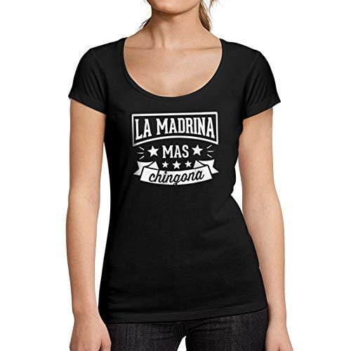 Ultrabasic - Tee-Shirt Femme col Rond Décolleté La Madrina Desde 2019 Noir Profond