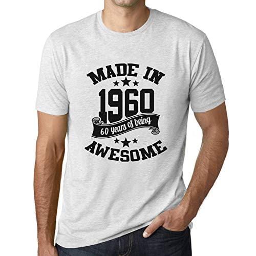 Ultrabasic - Homme T-Shirt Graphique Made in 1960 Idée Cadeau T-Shirt pour Le 60e Anniversaire Blanc Chiné