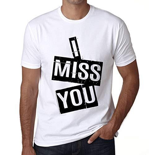 Ultrabasic - Homme T-Shirt Graphique I Miss You T-Shirt Cadeau Lettre d'impression Blanc
