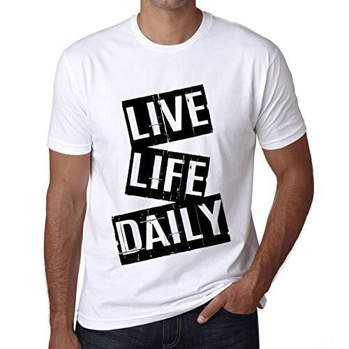 Ultrabasic - Homme T-Shirt Graphique Live Life Daily T-Shirt Cadeau Lettre d'impression Blanc