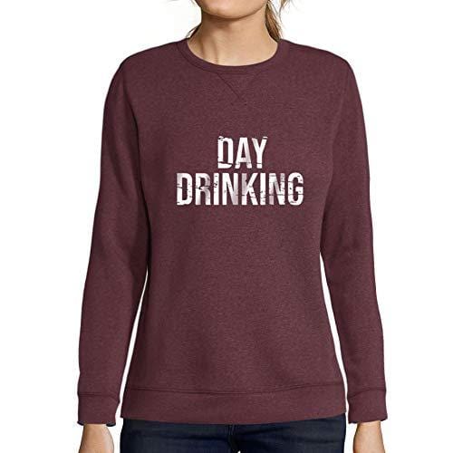 Ultrabasic - Femme Imprimé Graphique Sweat-Shirt Drinking All Day Marrant Action de Grâces Idées Cadeaux Bordeaux