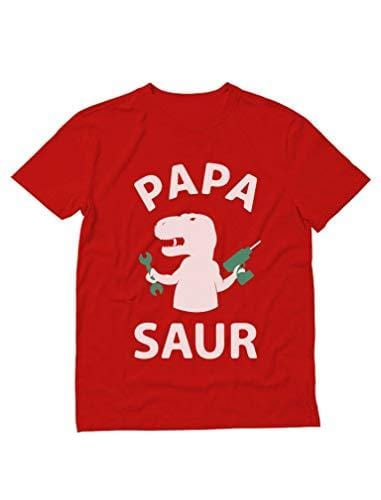 Men's T-Shit Grandpa Dad Fathers Day T-Shirt Papa Saur TREX Dad Red