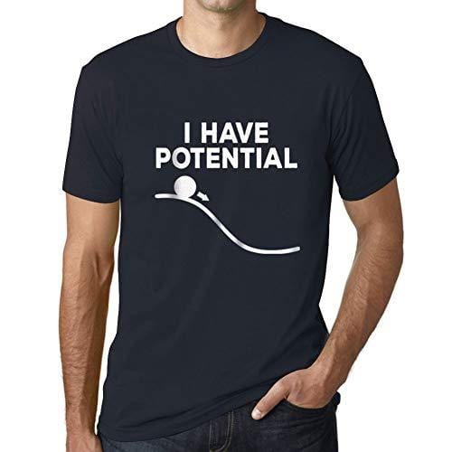 Ultrabasic - Homme Graphique J'Ai du Potentiel Impression de Lettre Tee Shirt Cadeau Marine