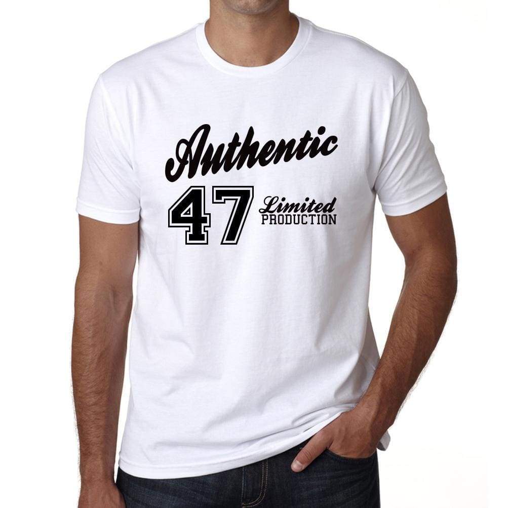 47 Authentic White Mens Short Sleeve Round Neck T-Shirt 00123 - White / L - Casual