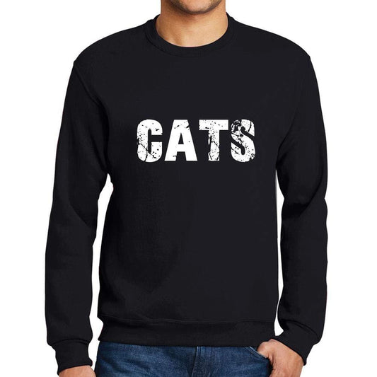 Ultrabasic Homme Imprimé Graphique Sweat-Shirt Popular Words Cats Noir Profond