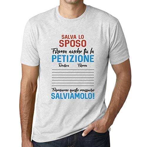 Ultrabasic - Homme T-Shirt Graphique Petizione Salva Lo Sposo Blanc Chiné
