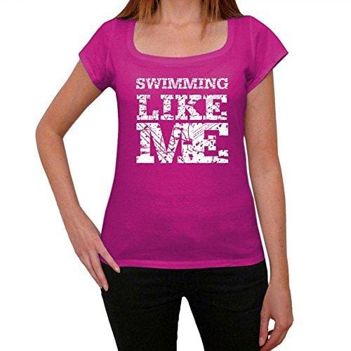 SWIMMING Like Me, Pink, Women's Short Sleeve Round Neck T-shirt