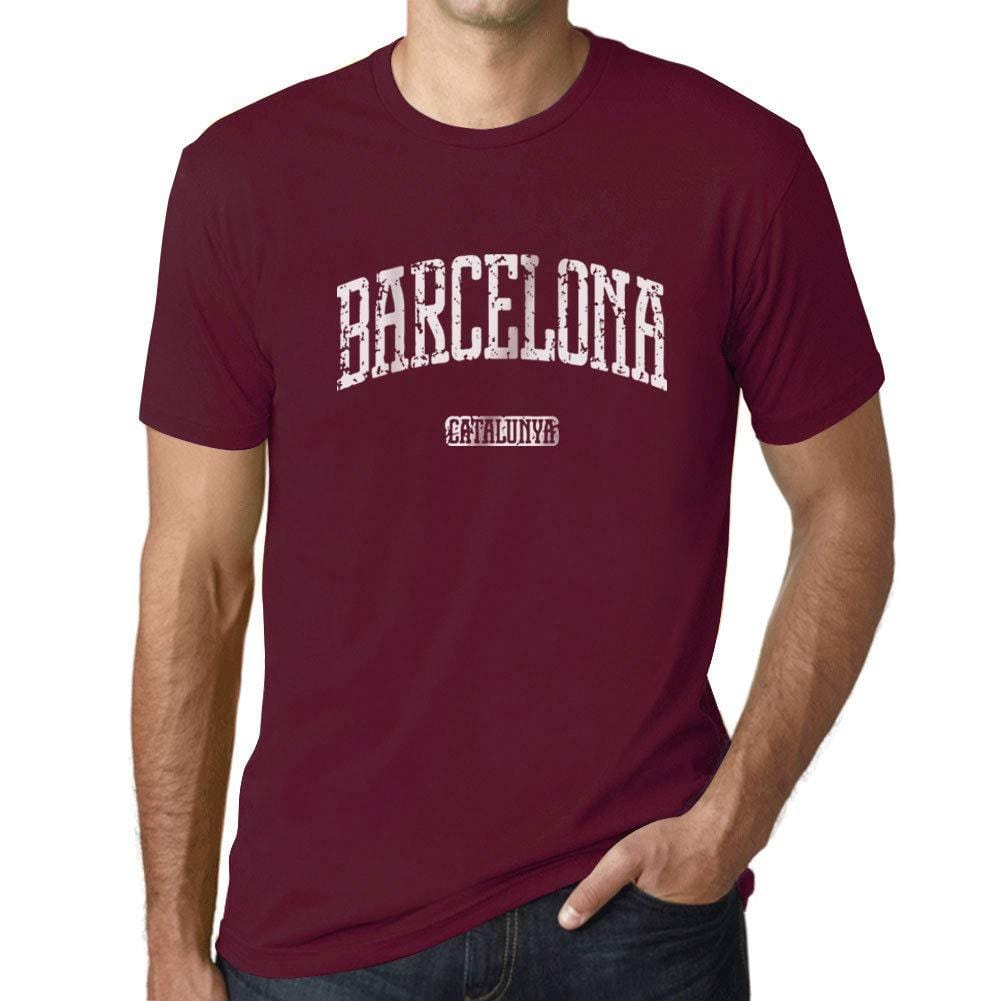 Ultrabasic - Homme T-Shirt Graphique Barcelona Catalunya Lettres Imprimées Bordeaux