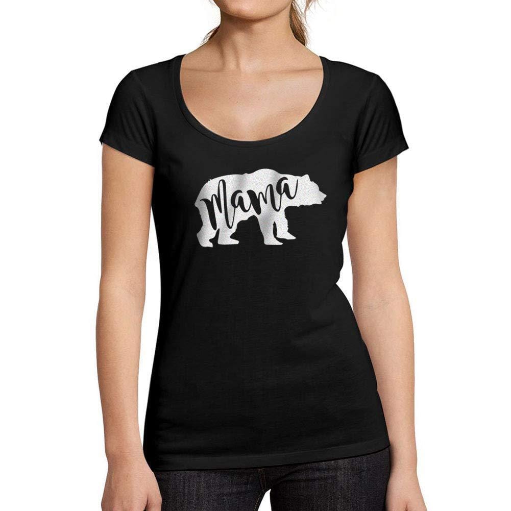 Tee-Shirt Femme col Rond Décolleté Mama Bear Noir Profond