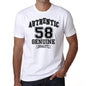 58 Authentic Genuine White Mens Short Sleeve Round Neck T-Shirt 00121 - White / S - Casual