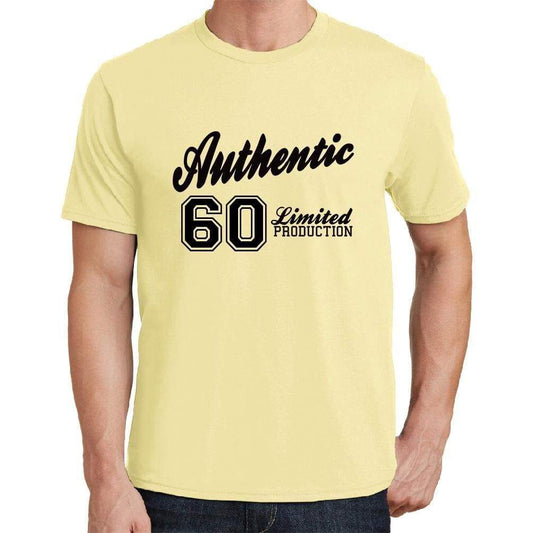 60 Authentic Yellow Mens Short Sleeve Round Neck T-Shirt - Yellow / S - Casual
