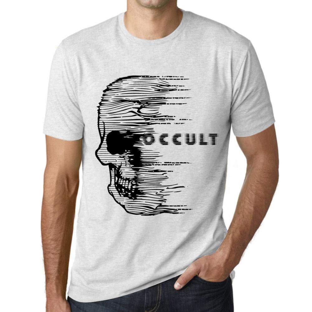 Homme T-Shirt Graphique Imprimé Vintage Tee Anxiety Skull Occult Blanc Chiné