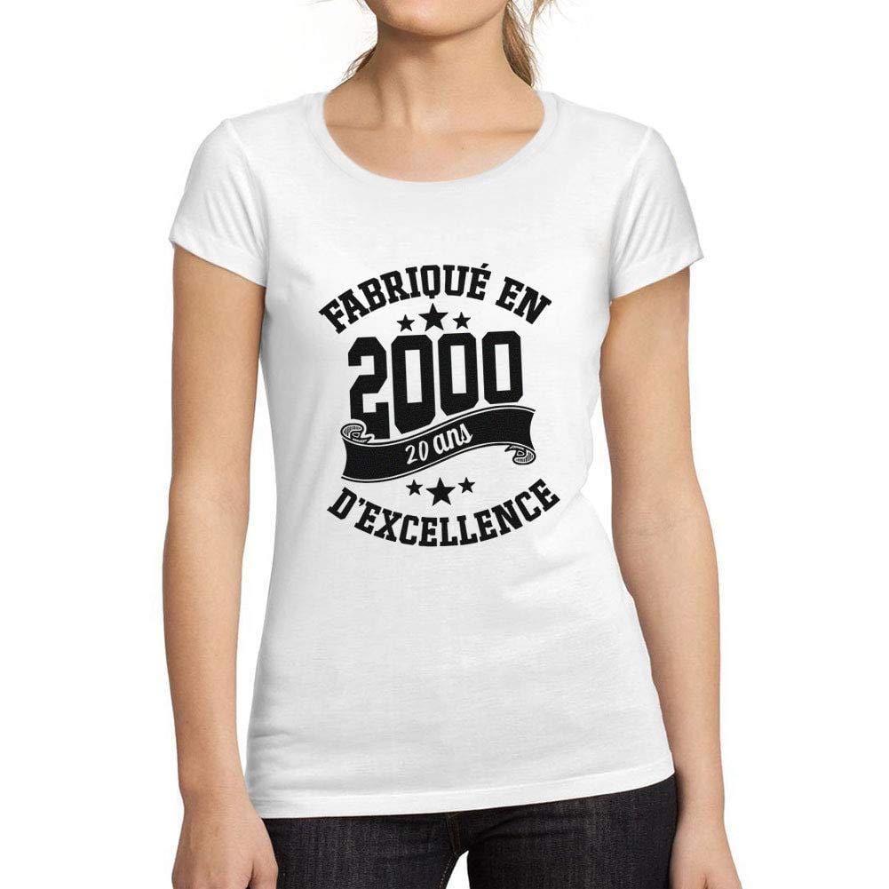 Ultrabasic - Tee-Shirt Femme Manches Courtes Fabriqué en 2000, 20 Ans d'être Génial T-Shirt