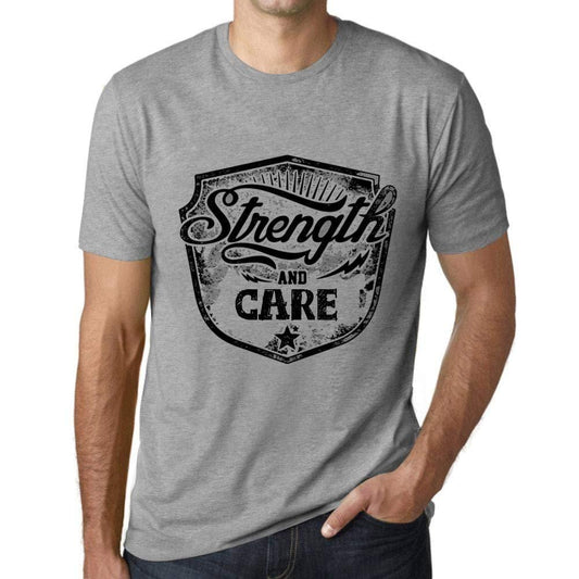 Homme T-Shirt Graphique Imprimé Vintage Tee Strength and Care Gris Chiné