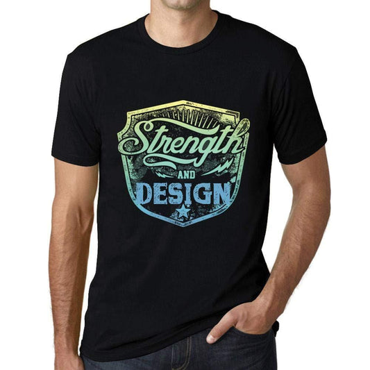 Homme T-Shirt Graphique Imprimé Vintage Tee Strength and Design Noir Profond