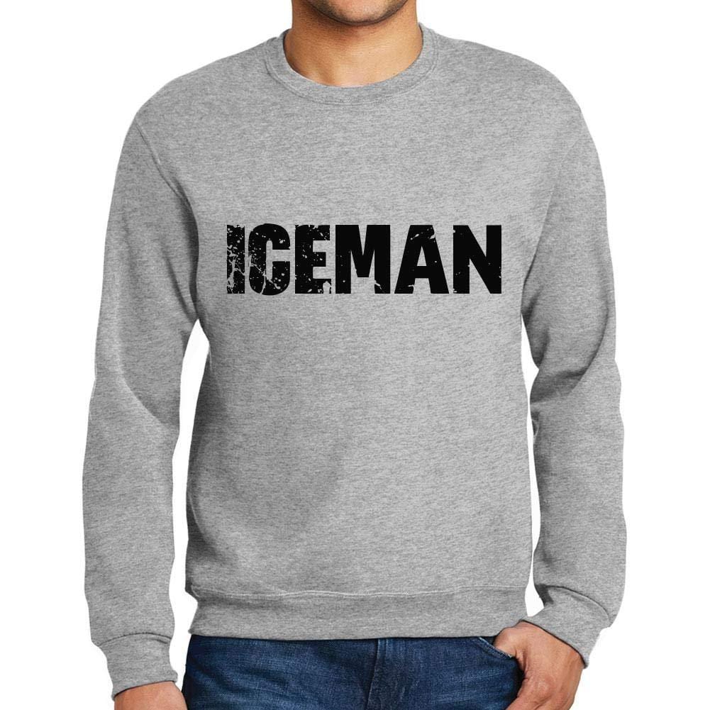 Ultrabasic Homme Imprimé Graphique Sweat-Shirt Popular Words Iceman Gris Chiné