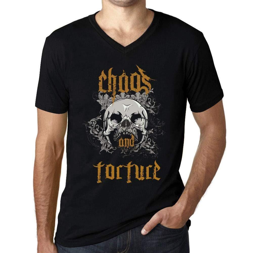 Ultrabasic - Homme Graphique Col V Tee Shirt Chaos and Torture Noir Profond