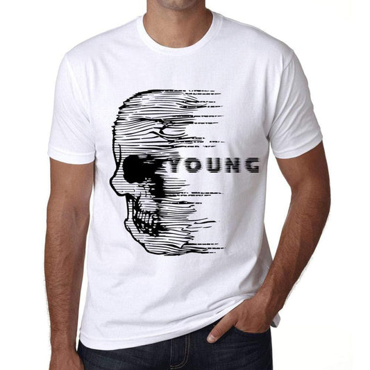 Homme T-Shirt Graphique Imprimé Vintage Tee Anxiety Skull Young Blanc